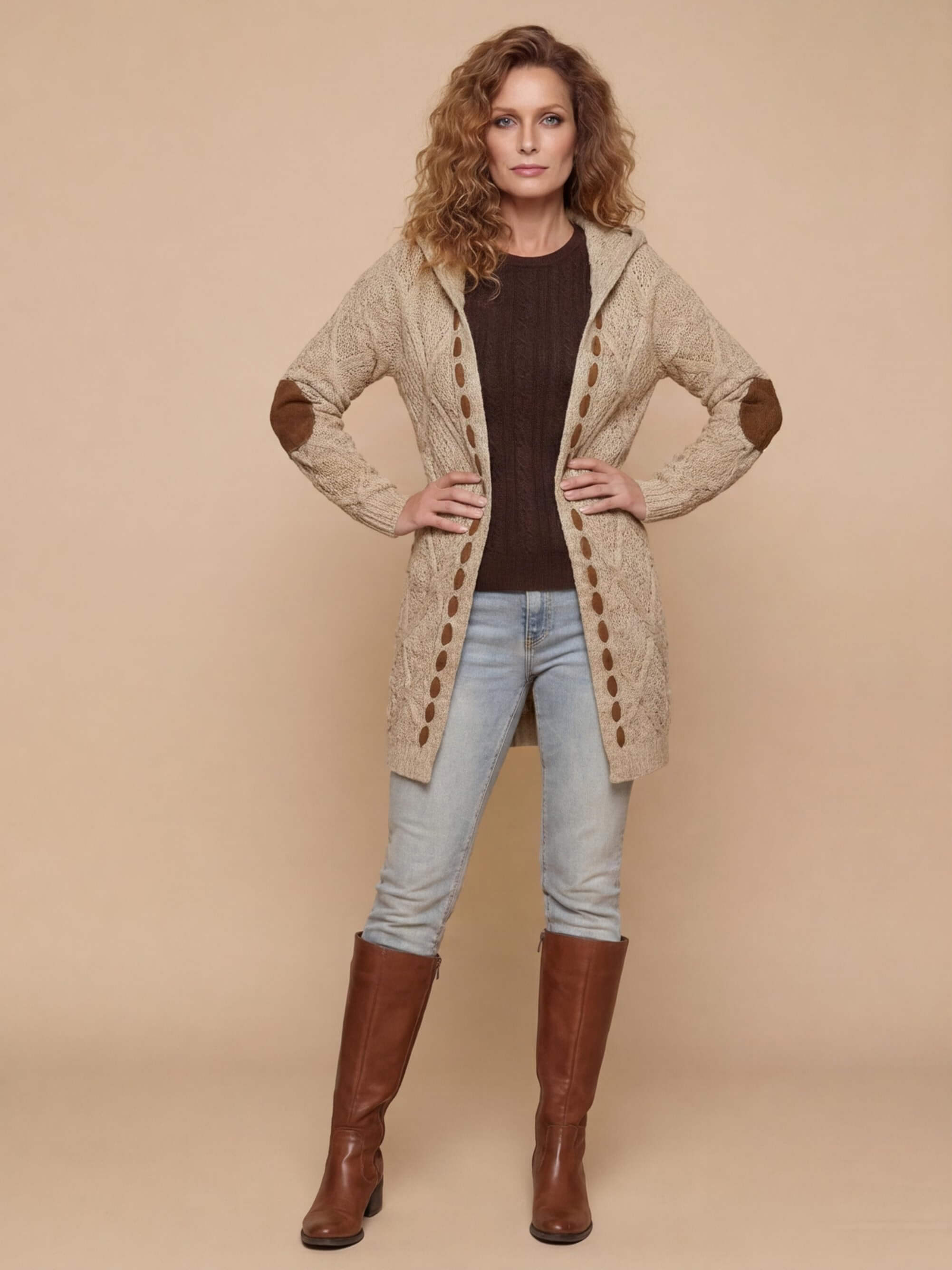 Women’s Vintage Knit Cardigan – Openwork Detail & Cozy Fall Style