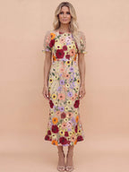 Maribel 3D Floral Midi Dress