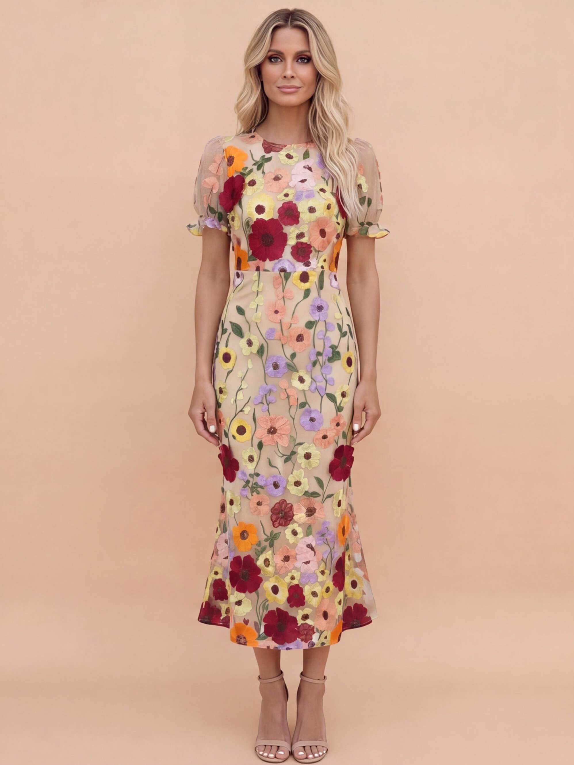Maribel 3D Floral Midi Dress