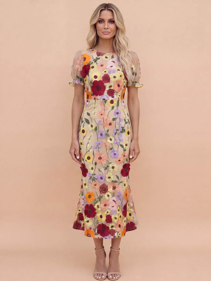 Maribel 3D Floral Midi Dress