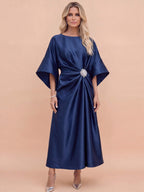 Women’s Draped Embellished Midi Evening Dress