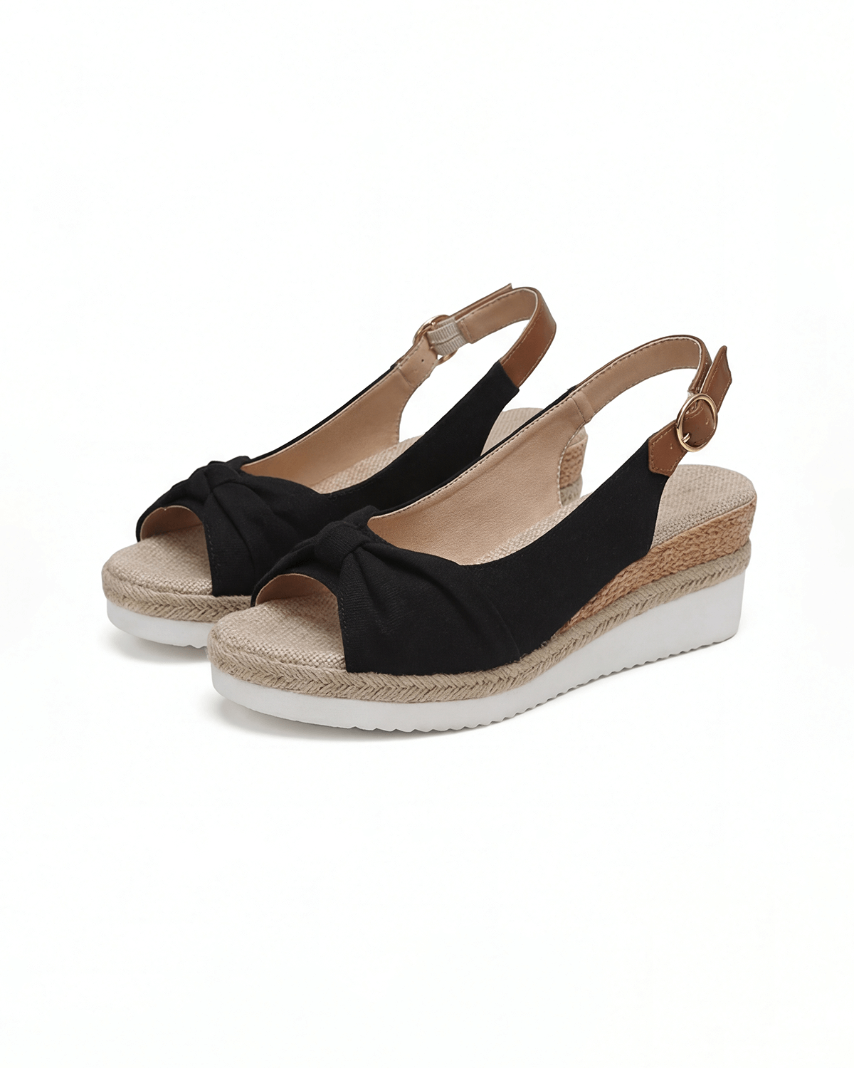 Women’s Platform Wedge Sandals- Knotted Slingback
