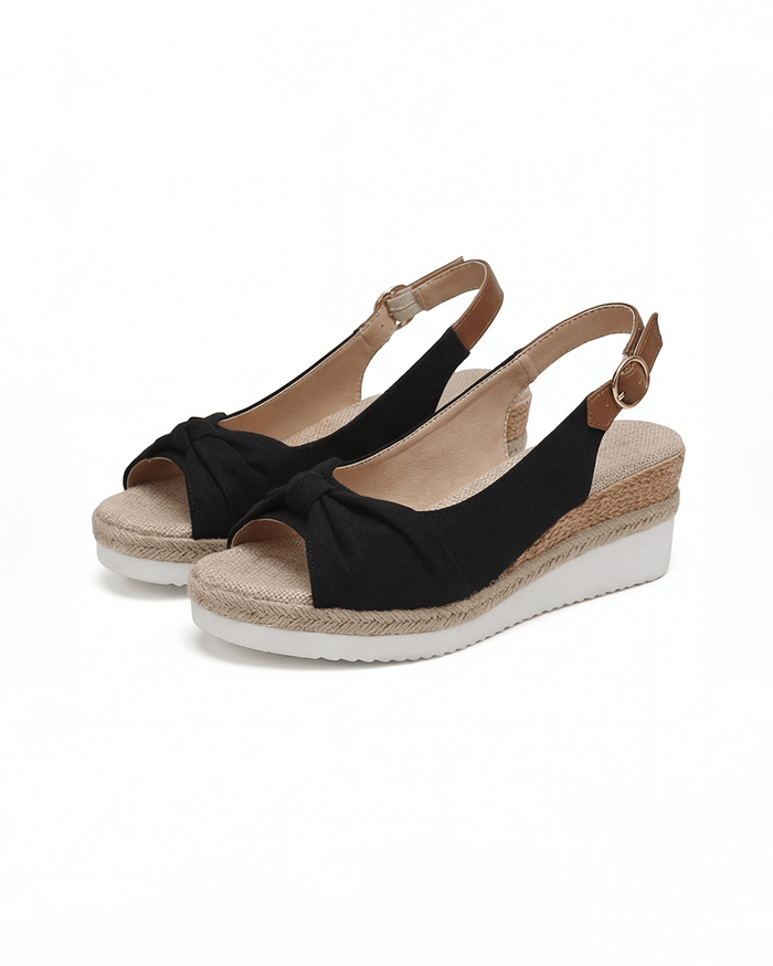 Women’s Platform Wedge Sandals- Knotted Slingback