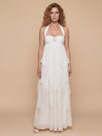 Women’s Chiffon Halter Maxi Dress – Romantic Layered Silhouette