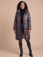 Women’s Long Quilted Puffer Coat with High Collar