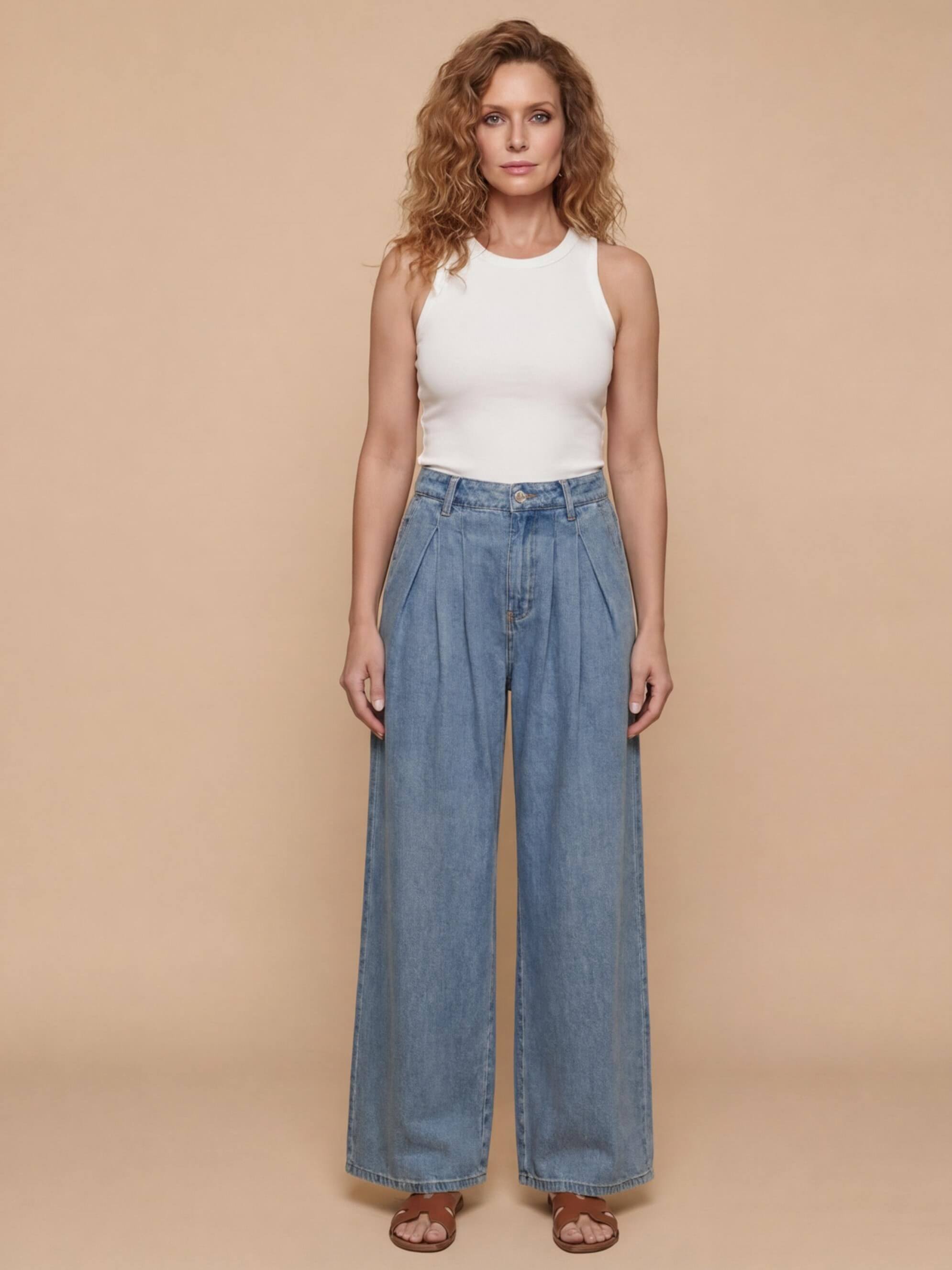 Women’s Wide-Leg Denim Trousers – Vintage Fit & Everyday Elegance
