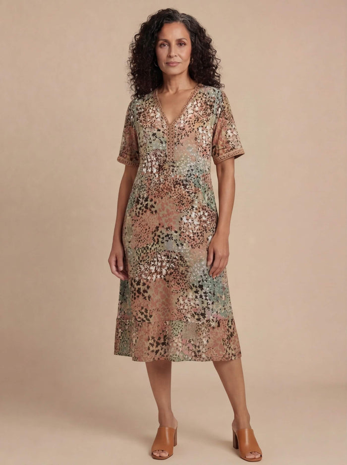 Women’s Dress – Vibrant Printed Midi Dress