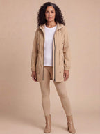 Women’s Hooded Longline Jacket with Drawstring Details