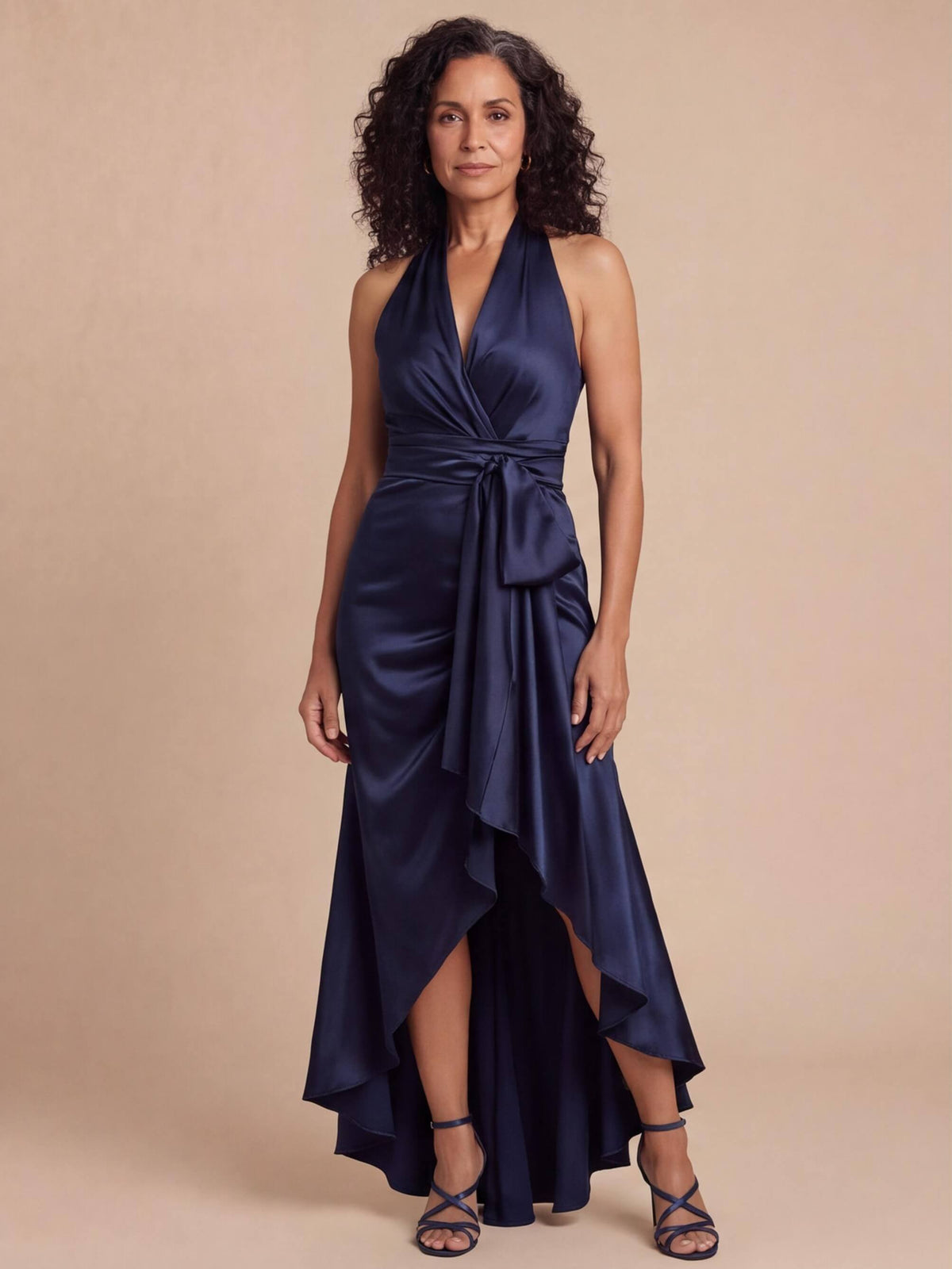 Women’s Halter Wrap Maxi Evening Dress