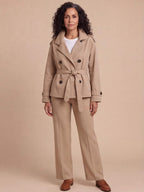 Women’s Belted Trench Coat with High Collar