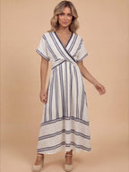 Women’s Striped Wrap Maxi Dress