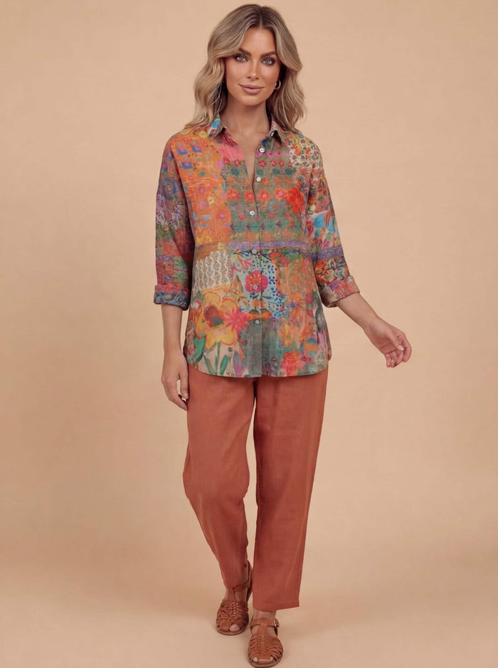 Women’s Floral Cotton Button-Up Shirt