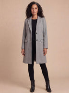Women’s Long Tailored Button-Up Coat with Lapels