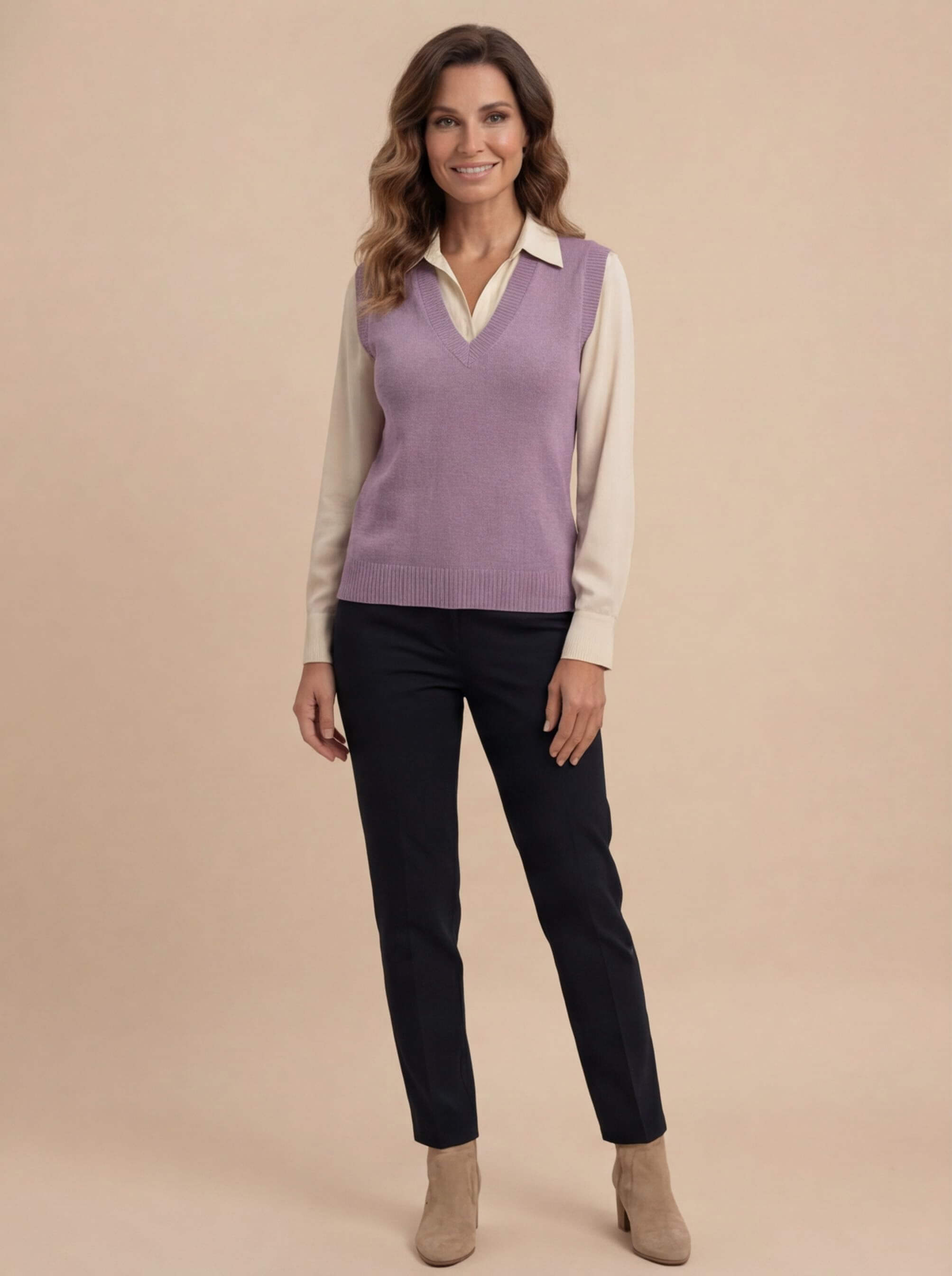 Women’s Knit Sweater Vest – V-Neck Layering Essential & Timeless Style