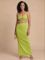 Women’s Rope Strap Top and Ruched Maxi Skirt Set