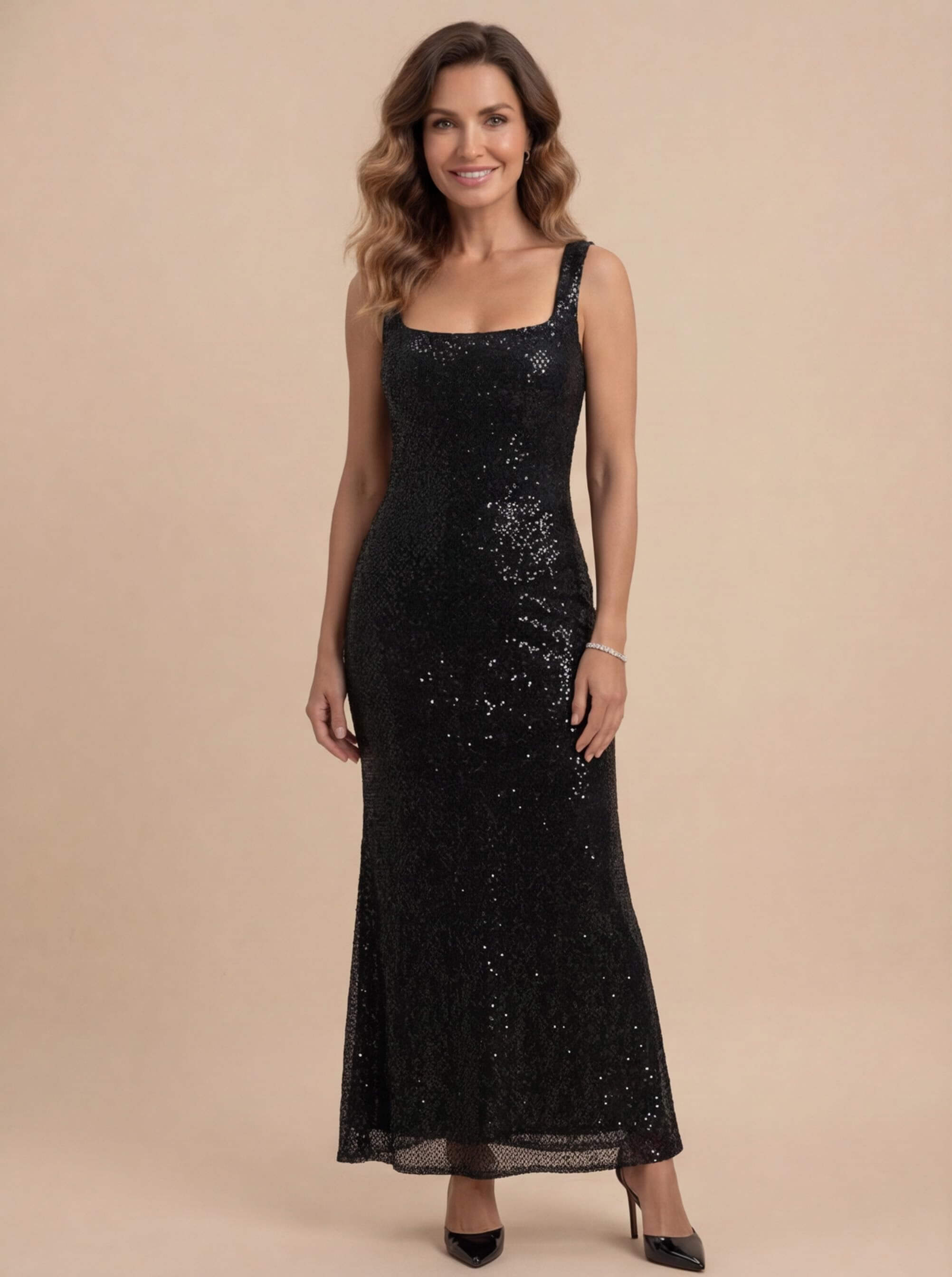 Women’s Embellished Square-Neck Evening Gown