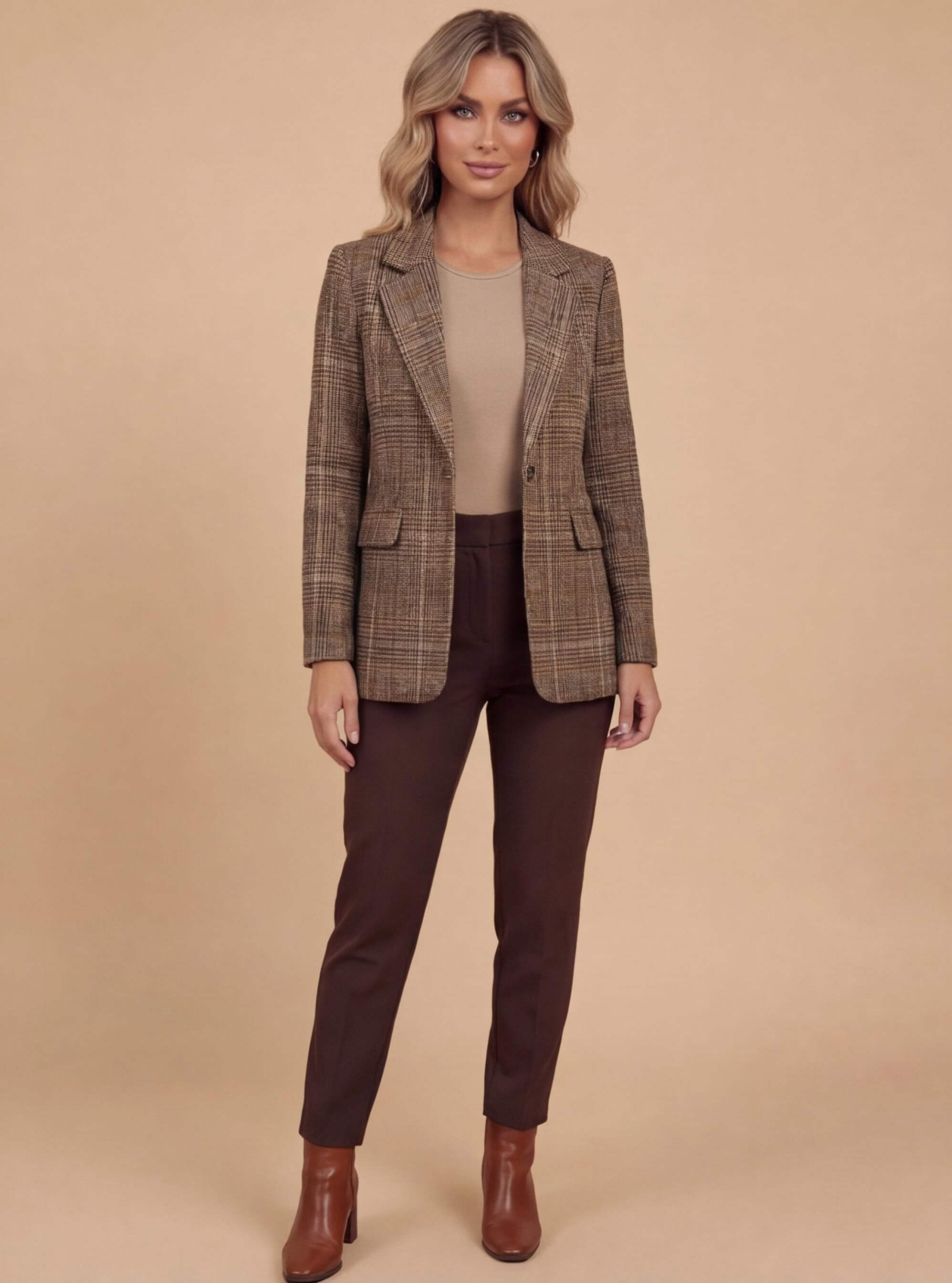 Women’s Plaid Blazer – Tailored Fit & Timeless Elegance