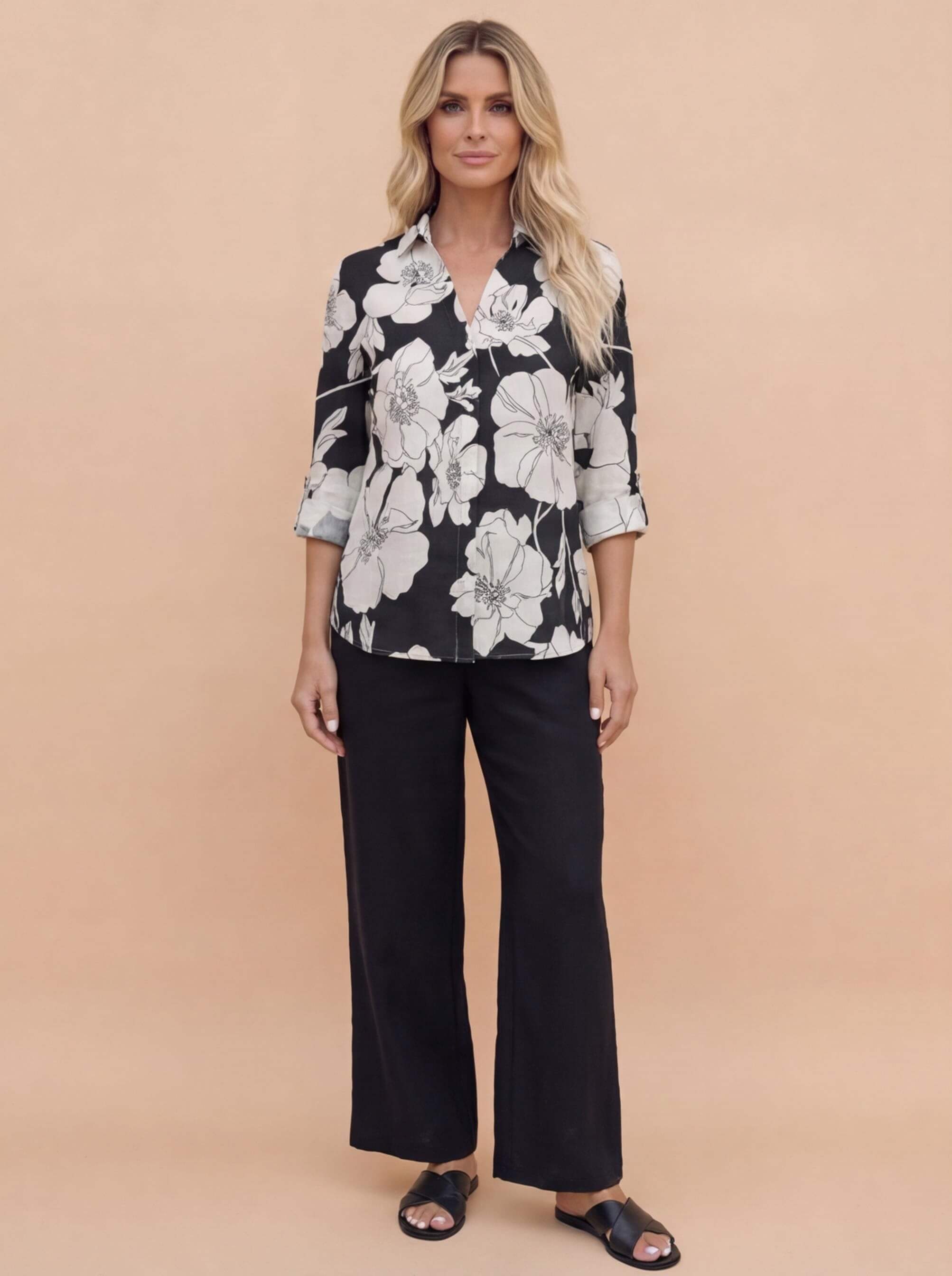 Women’s Breathable Floral Button-Down Blouse