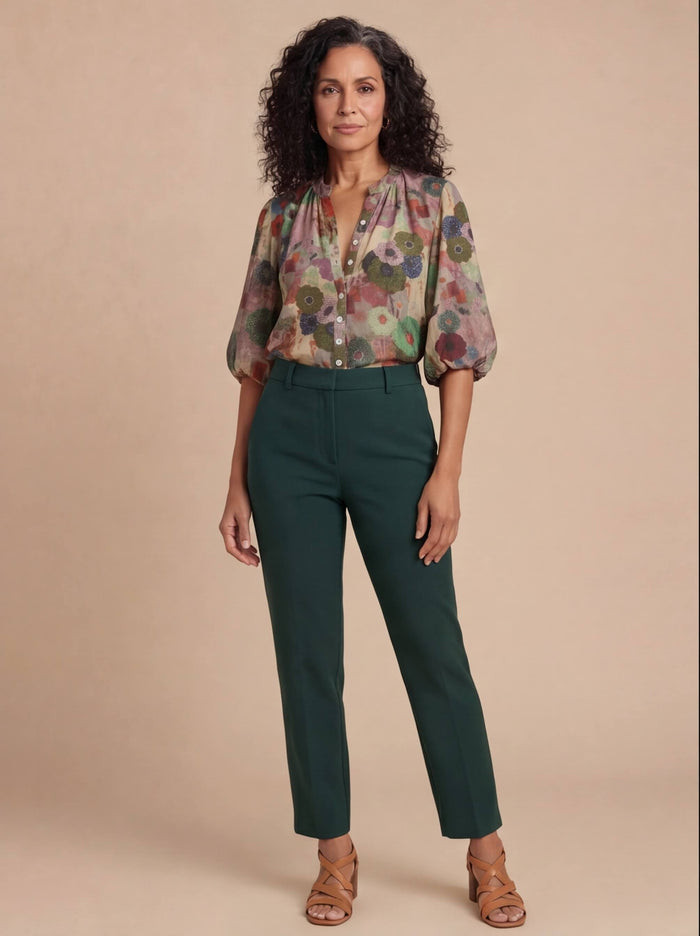 Women’s Floral Button-Down Blouse with Flowing Fit