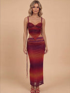 Women’s Rope Strap Crop Top and Maxi Skirt Set