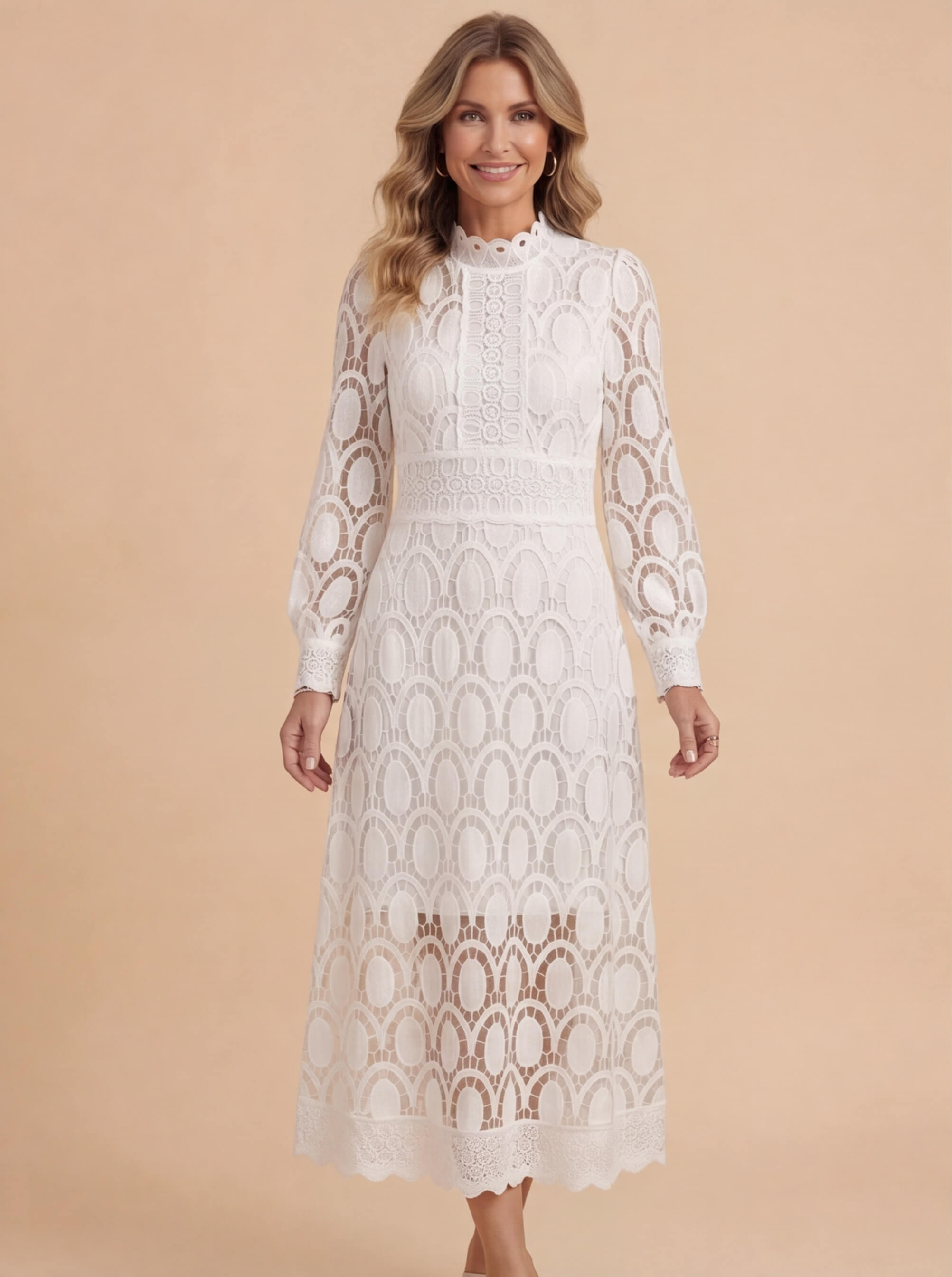 Women's Elegant Lace Midi Dress Grace in Lace Label-Lahra Women's Elegant Lace Midi Dress Grace in Lace Label-Lahra