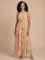 Women’s Halter Neck Printed Maxi Dress