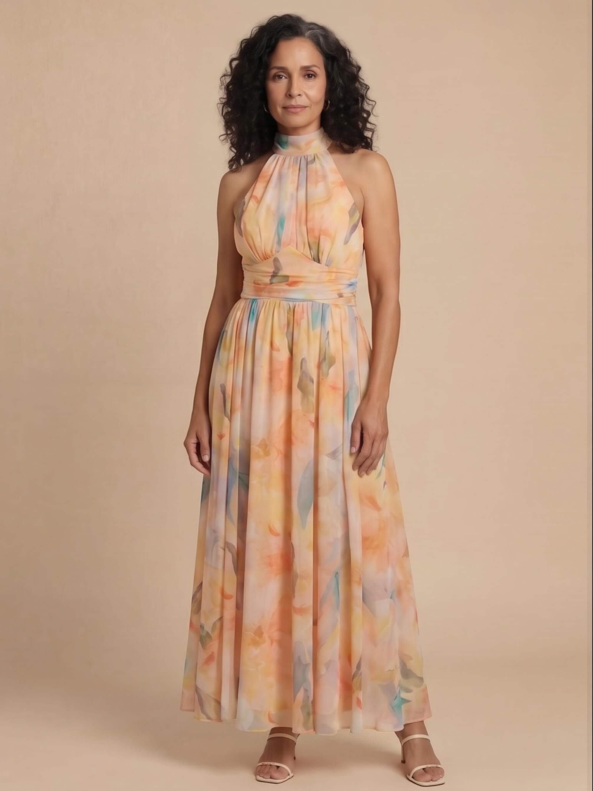 Women’s Halter Neck Printed Maxi Dress