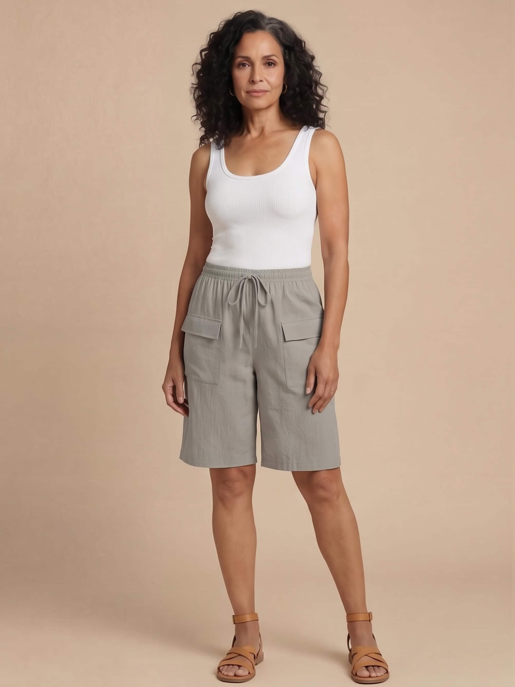 Women’s Drawstring Cargo Bermuda Shorts