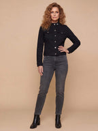 Women’s Suede-Look Button Jacket – Stand Collar - Spring/Fall