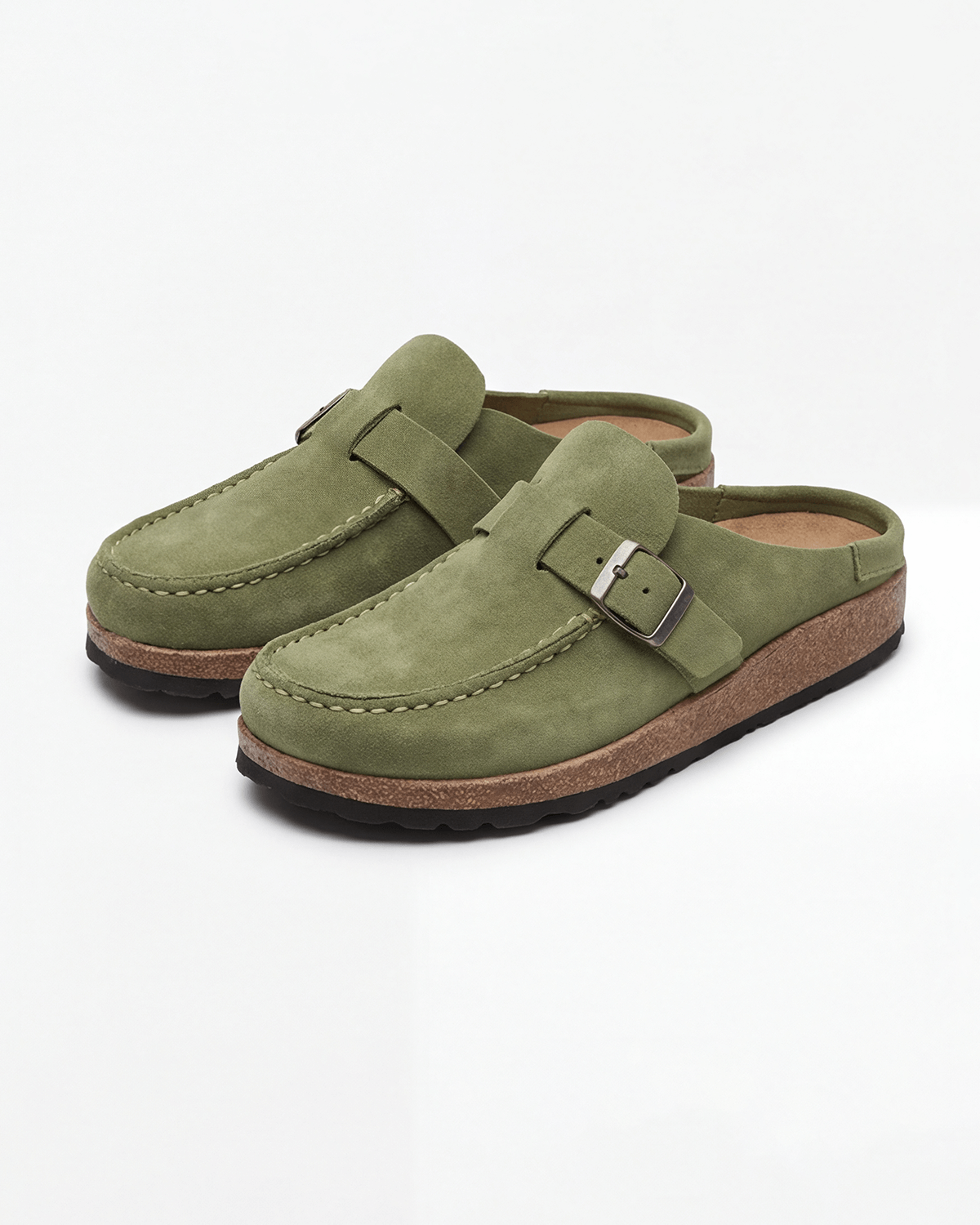 Women’s Flat Mules Loafer-Style with Buckle-Strap