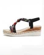 Women’s Platform Sandals - Beaded Braided Strap