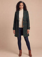 Women’s Plaid Longline Button-Up Coat