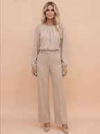 Women’s Top – Pleated Puff Sleeve Blouse