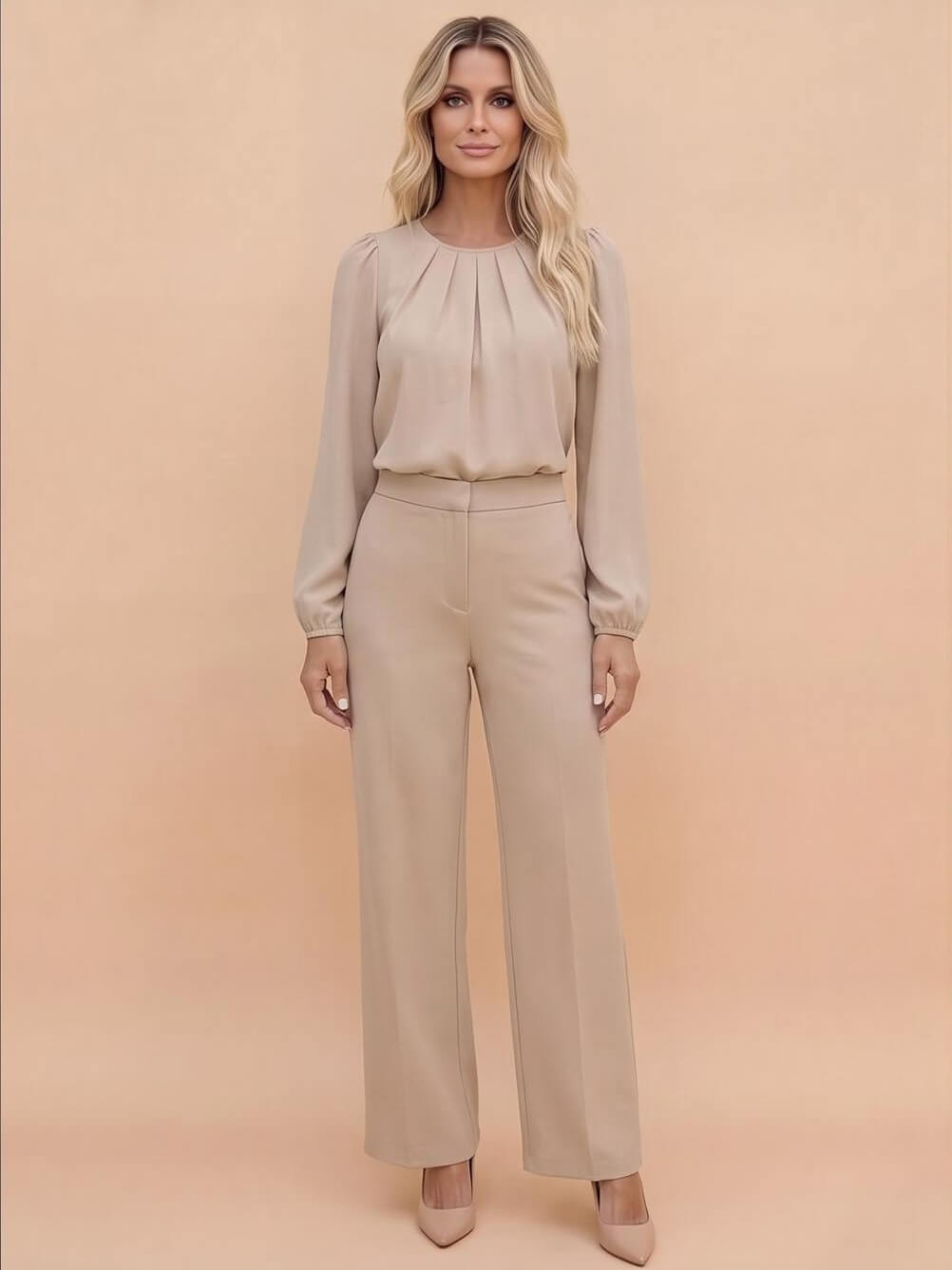 Women’s Top – Pleated Puff Sleeve Blouse