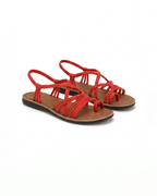 Women’s Flat Sandals- Braided Lace-Up