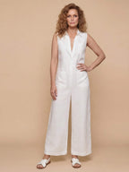 Women’s Sleeveless Collared Wide-Leg Jumpsuit