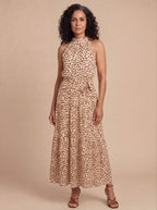 Women’s Dress – Halter Neck A-Line Maxi Dress