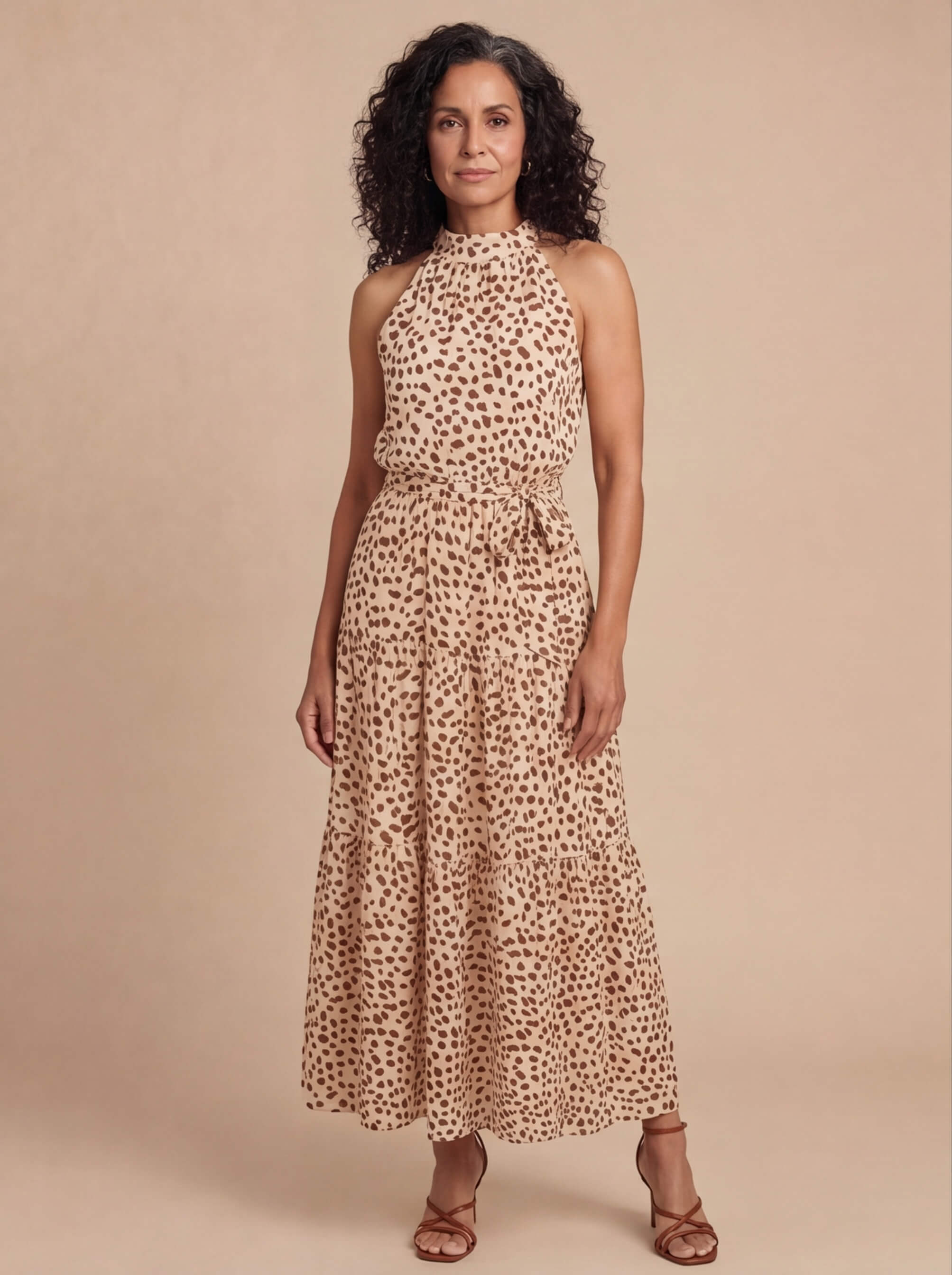 Women’s Dress – Halter Neck A-Line Maxi Dress