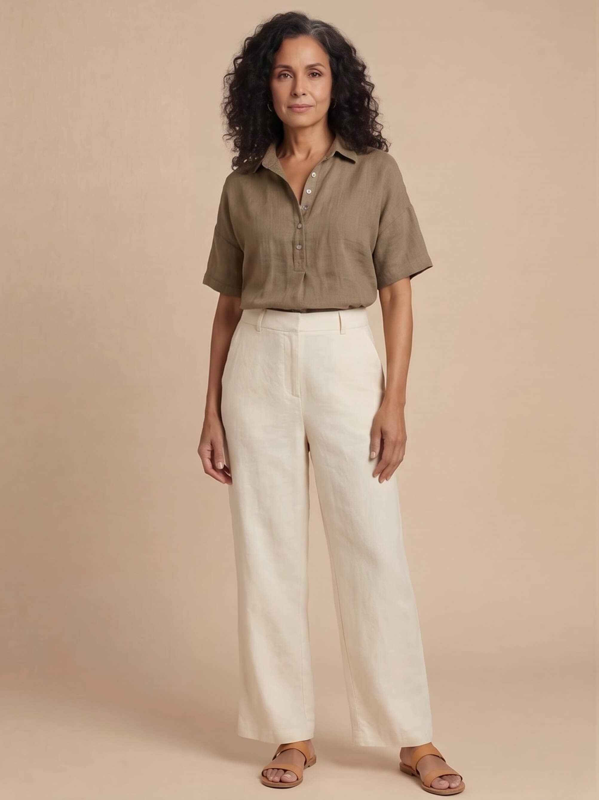 Women’s Collared Button Detail Short Sleeve Shirt
