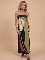 Women’s Strapless Abstract Maxi Dress