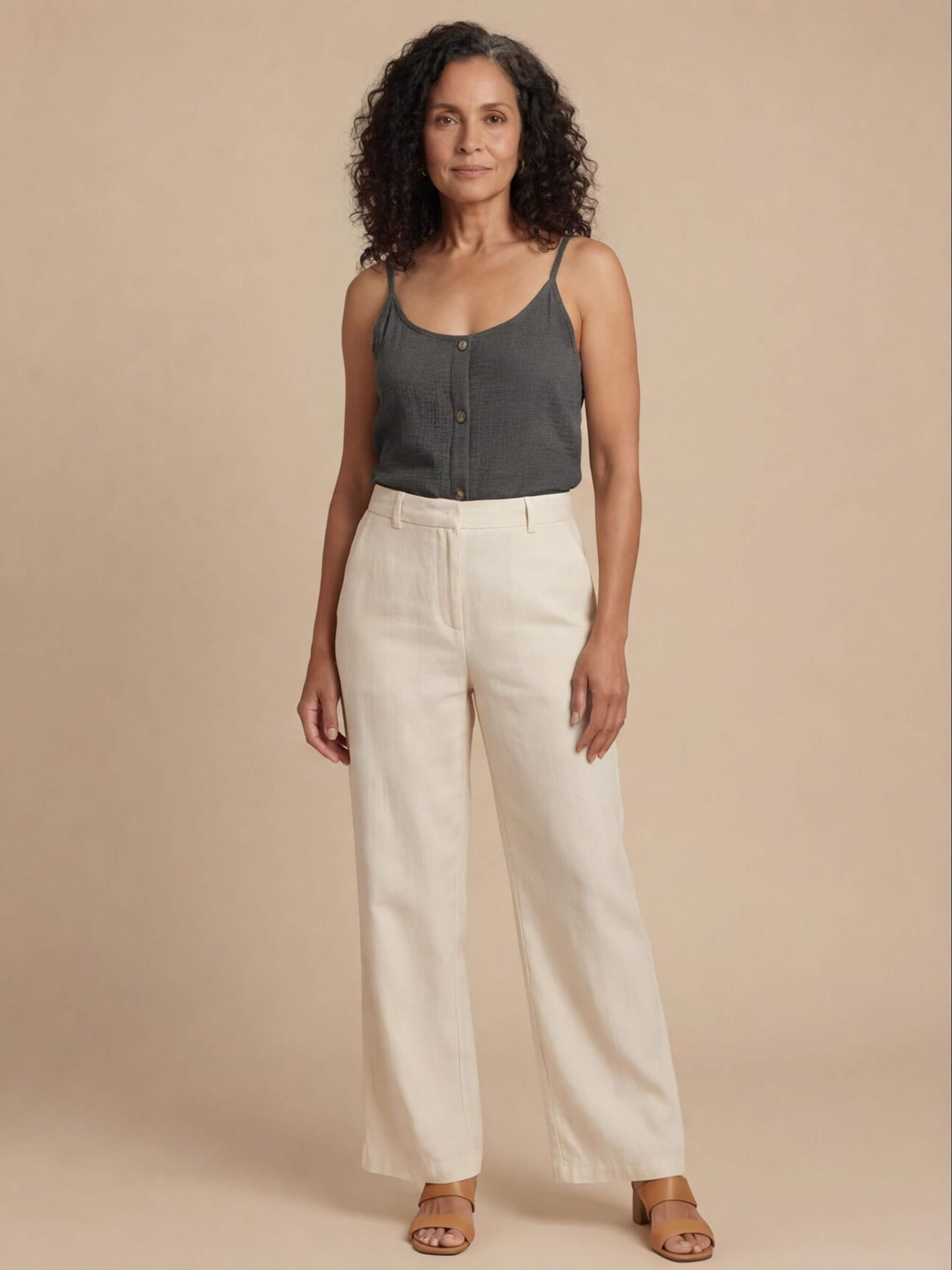 Women’s Button Front Textured Cami Top