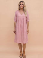 Women’s V-Neck Pocket Midi Dress