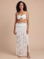 Women’s Twist Top and Lace-Look Maxi Skirt Set