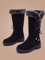 Women’s Knee-High Faux Fur Trim Boots