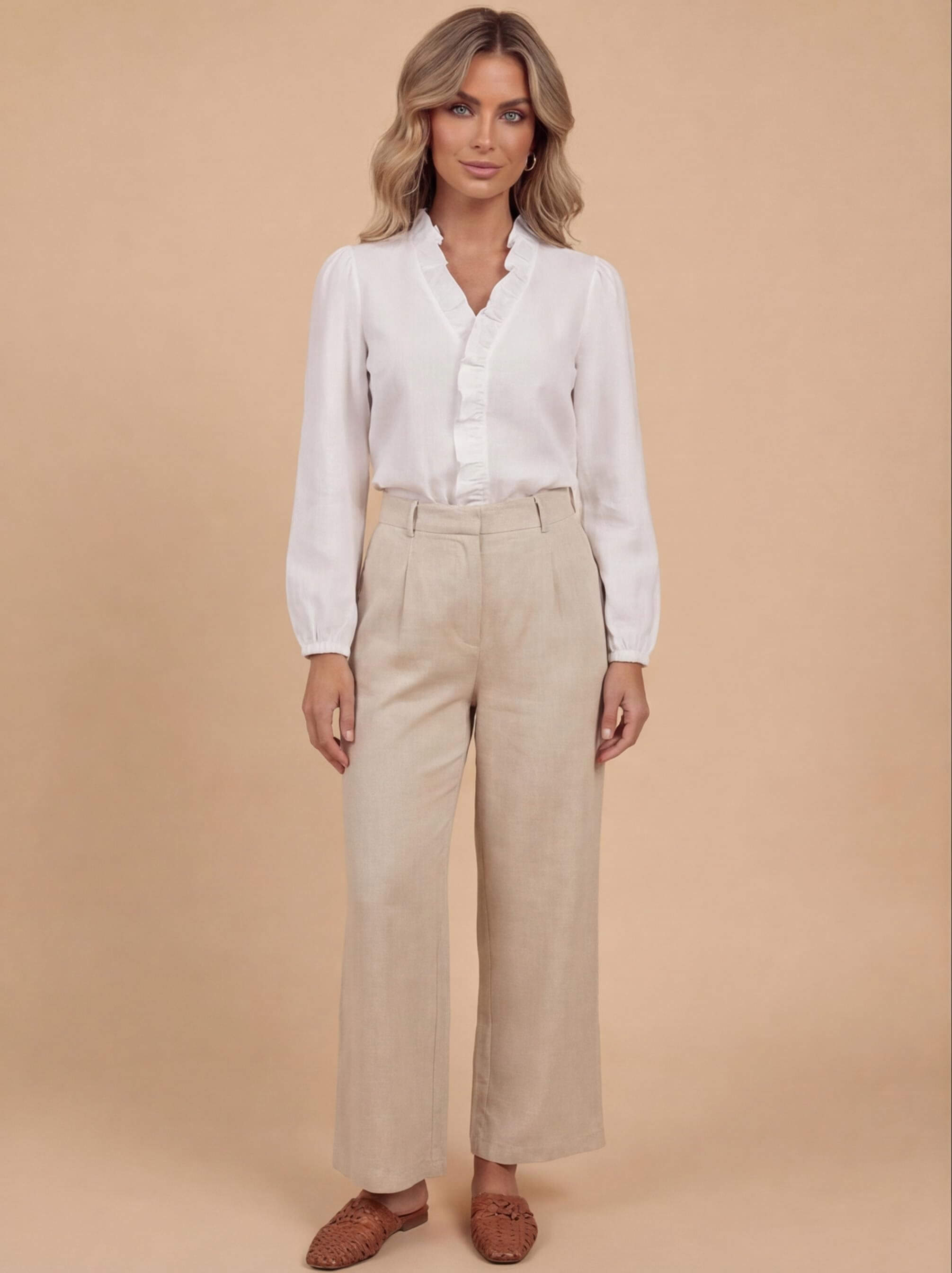 Women’s Ruffle V-Neck Blouse – Romantic Elegance & Modern Chic