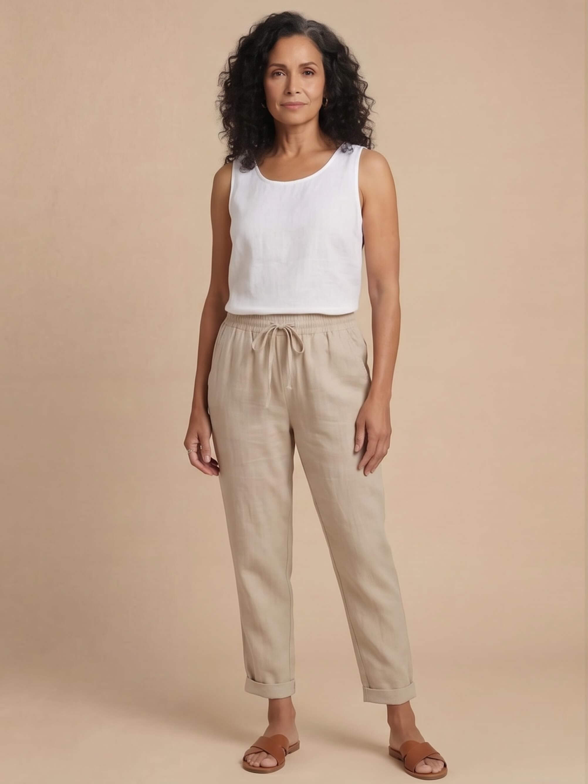 Women’s Drawstring Waist Tapered Trousers