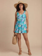 Women’s Tropical Floral Skirted One-Piece Swimsuit