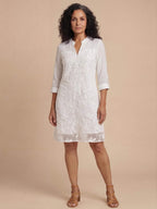 Women’s Embroidered Sheer Hem Mini Dress