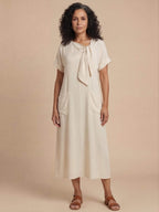 Women’s Bow Neck Pocket Maxi Dress