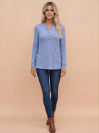 Women’s Ribbed Button Detail Long Sleeve Top